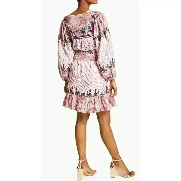 Inc Inter Concepts Luxe Boho Paisley Zebra‎ Tie-Waist Mini Dress Small TORN - Picture 3 of 16